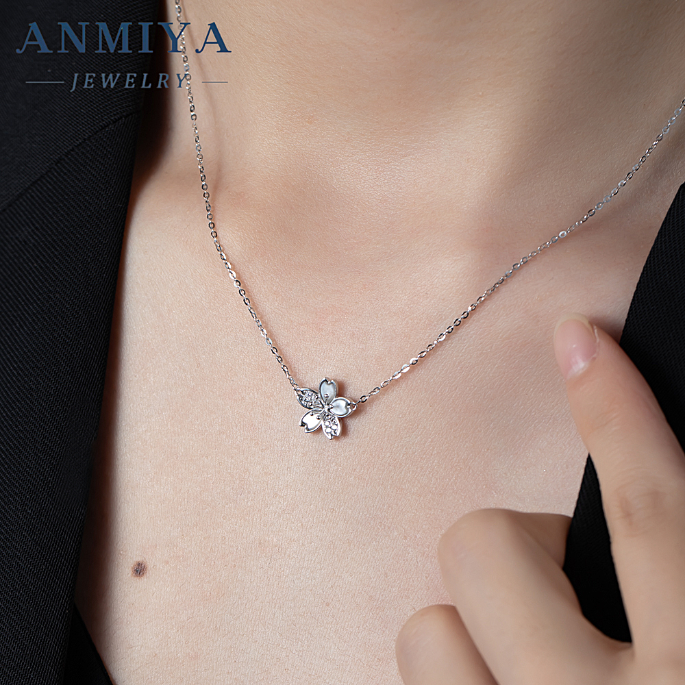 Custom Fine Jewelry Necklaces Zircon Flower Necklace 925 Sterling Silver Sterling Fashion Jewelry Pendent Necklaces