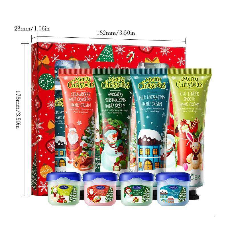 Christmas box hand cream+lipstick set deep moisturizing anti cracking holiday limited gift X250807