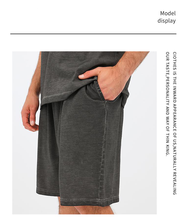 Summer 320g pure cotton twocolor gradient distressed customizable logo shorts 100 cotton loose shorts breathable and durable casual sports shorts