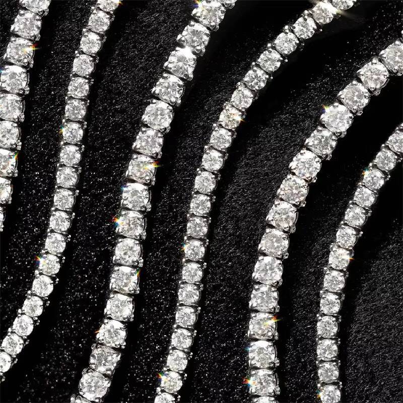 Different Sizes VVS Tennis Chains Necklace Moissanite Tennis Link 925 Moissanite Tennis Chain VVS Diamond Chains