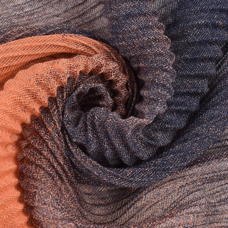 Autumn and Winter High Quality Balinese Yarn Twill Wrinkled Long Scarf Breathable Pleated Wrapped Shawl 250805