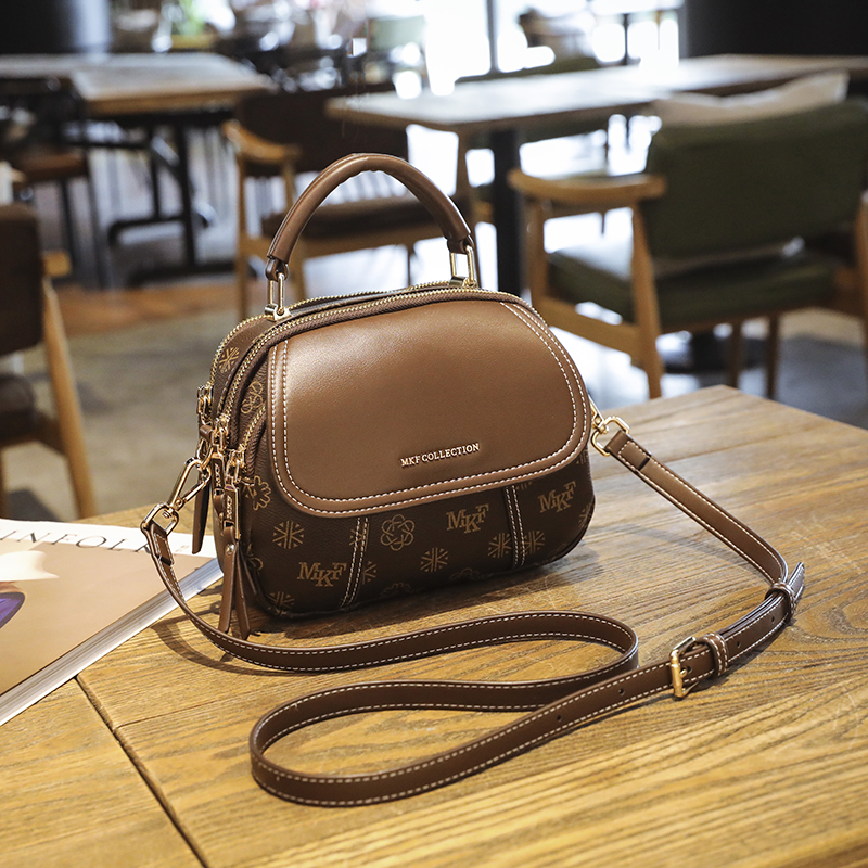 MKF designer bag free shipping Light luxury casual Boston bag letter versatile classic high-capacity vintage circular handbag for woman
