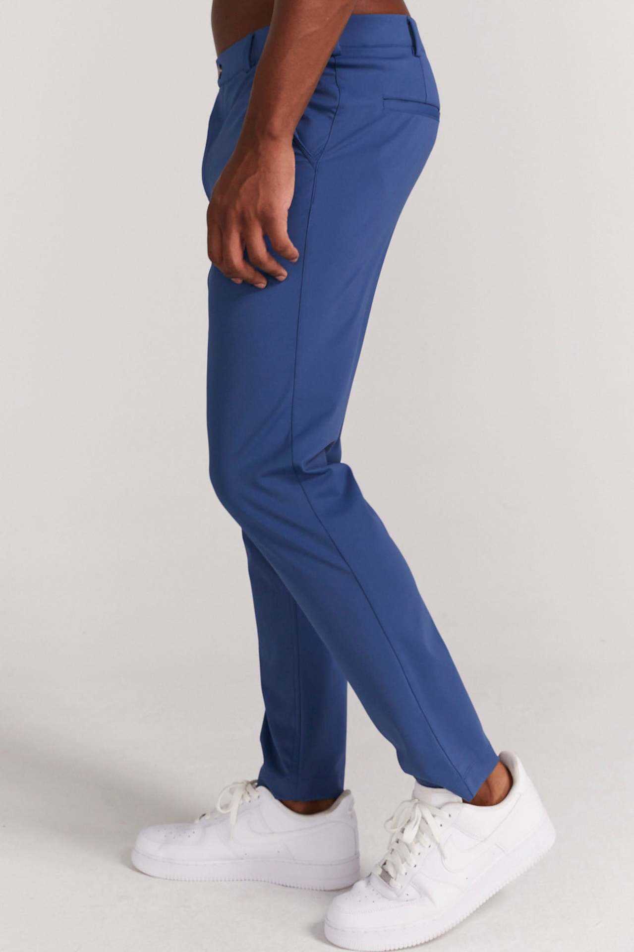 2024 New Style European and American Four-Season Slim Fit Men's Casual Solid Color Real Back Pocket Long Pants
