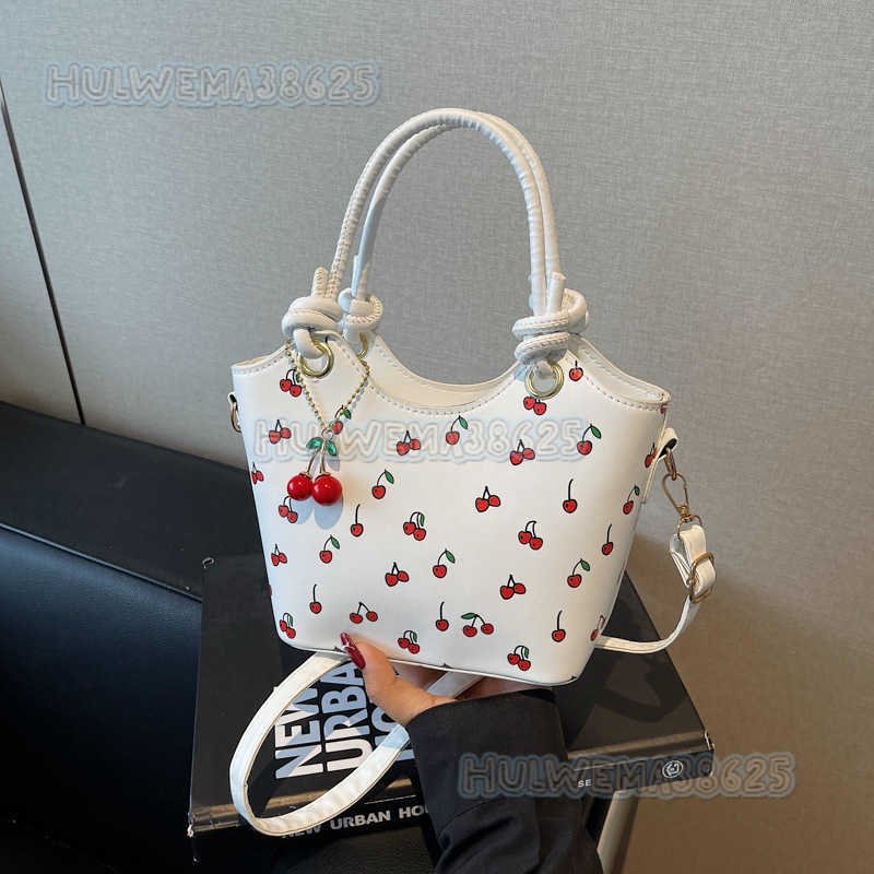 New Trendy Girl Handbag Fashion Commuter Cherry Tote Bag Niche Printed Texture Shoulder Bag Underarm Bag H250806