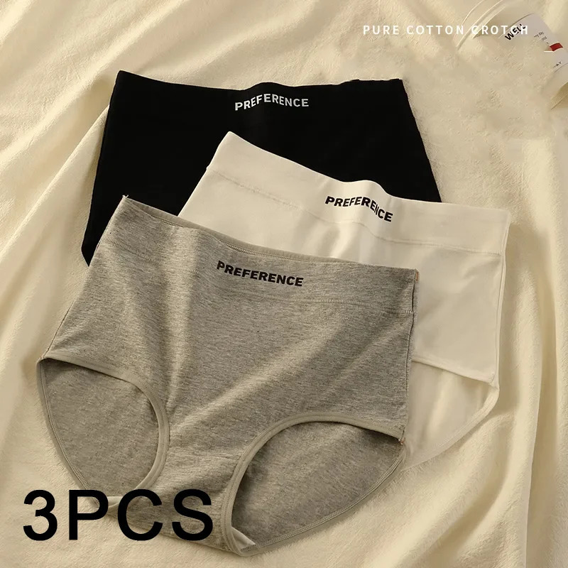 3PCSset Color Panties Cotton Women Comfortable Highwaist Underwear Soft Lingerie Breathable Female Panty Fitness Sports Briefs 250807