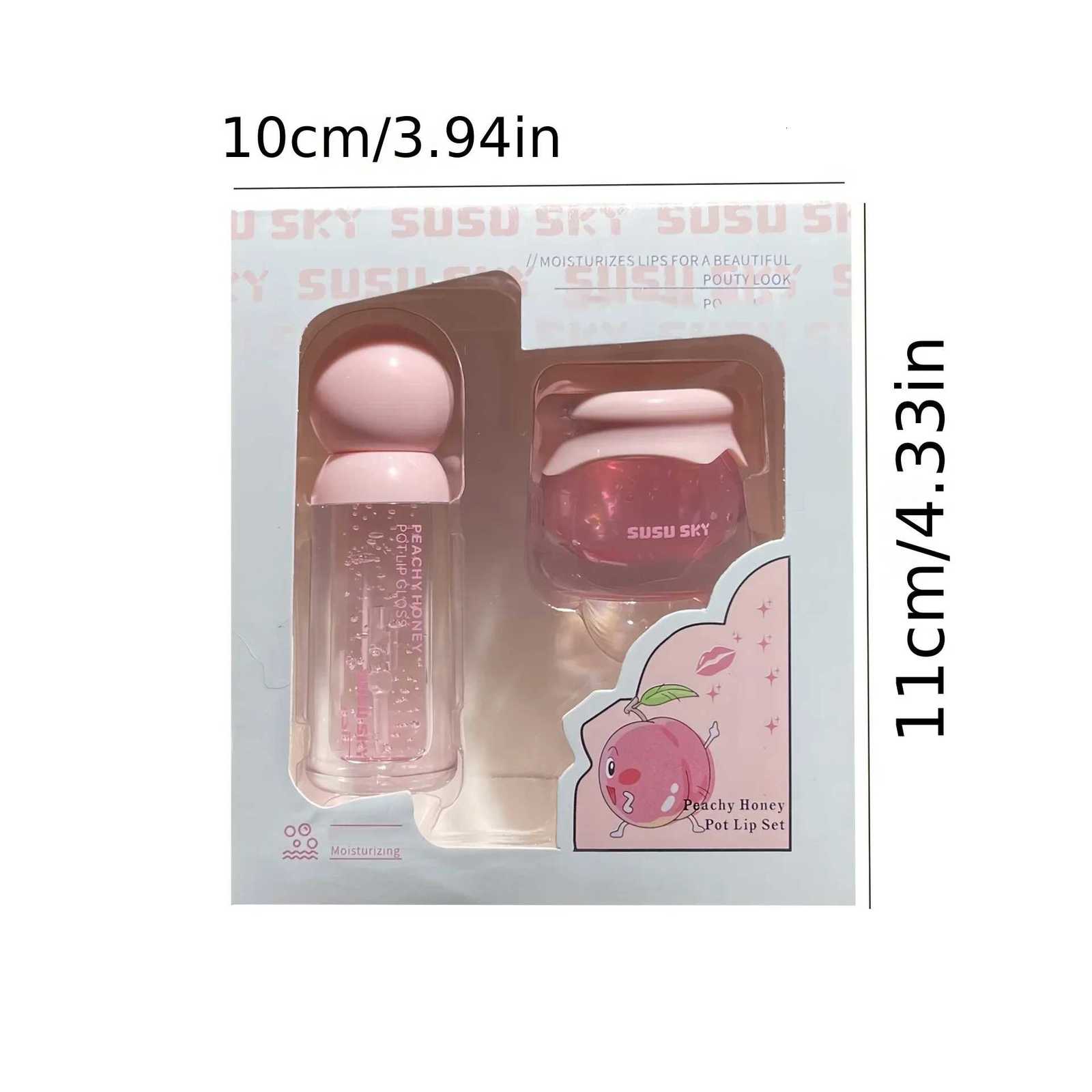 2Pcs/Set Lip Gloss and Lip Mask Set Moisturizing Lips Moisturizing Peach-flavored Makeup SetXJ250807