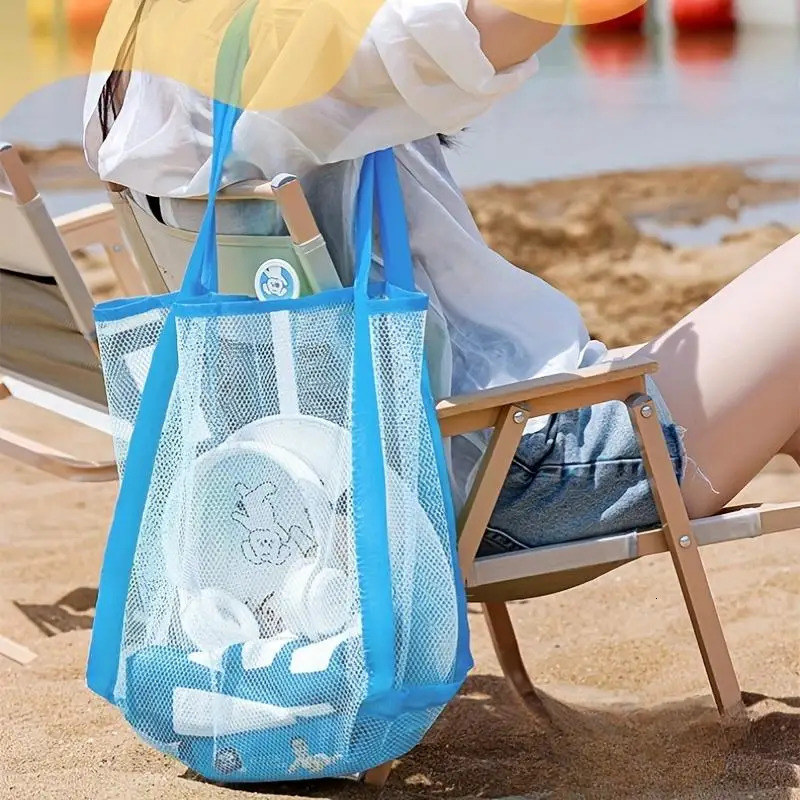 Summer Mesh Bag Hollow Out Large Capacity Shoulder Bags For Women Travel Beach Student Bookbag Shopping Back 250804