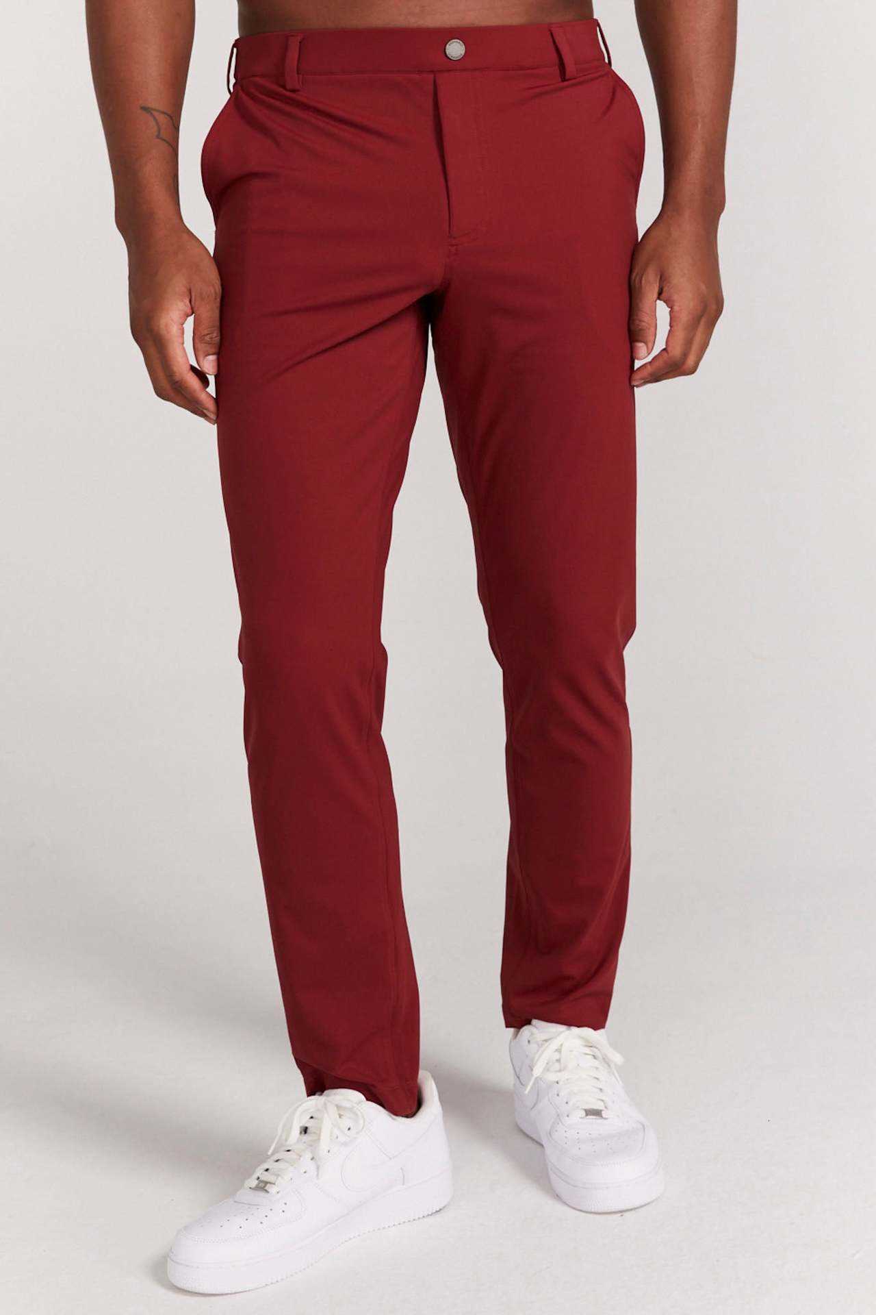 2024 New Style European and American Four-Season Slim Fit Men's Casual Solid Color Real Back Pocket Long Pants