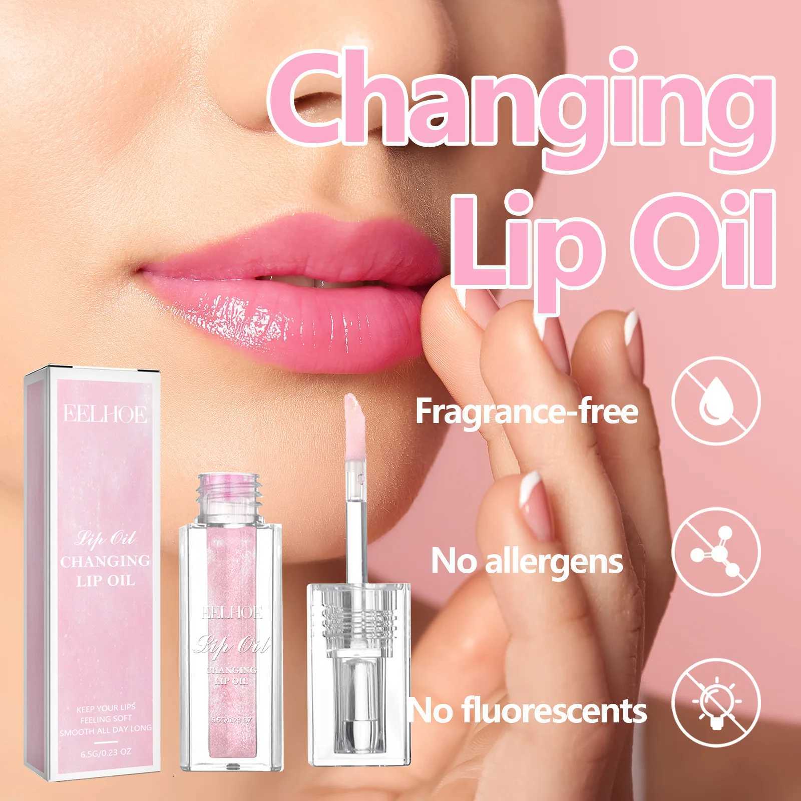 Eelhoe 6.5g Plumping Lip Oil Color Changing Nourish Lip Glow Reduce Lip Lines Natural Lasting Moisturize Anti Cracking Lip GlossXJ250807