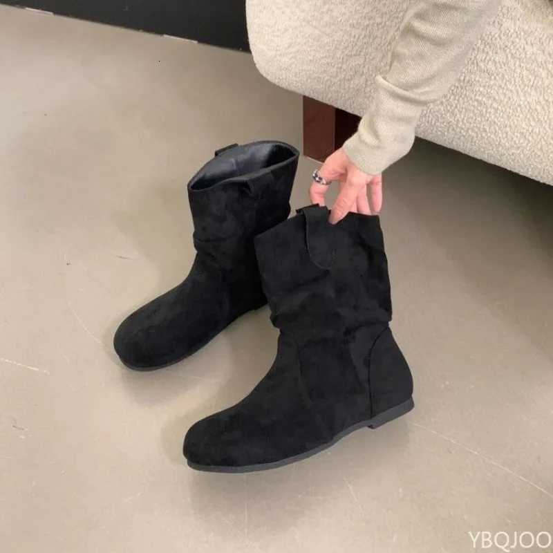 New Suede Casual Boots Women Reliable Versatile Ankle Boots Short Slip Flat Shoes Comfortable Soft Bottom Lady Boot XJ250807