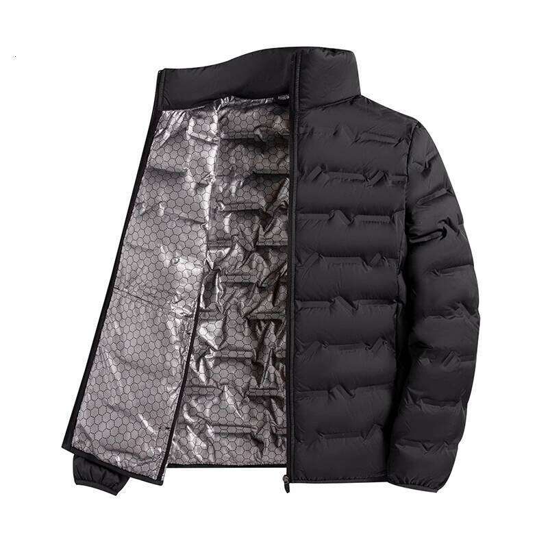 Graphene Self-heating Jacket Men Solid Windproof Pleated Down Stand Collar Classical Warm Winter Jackets Male