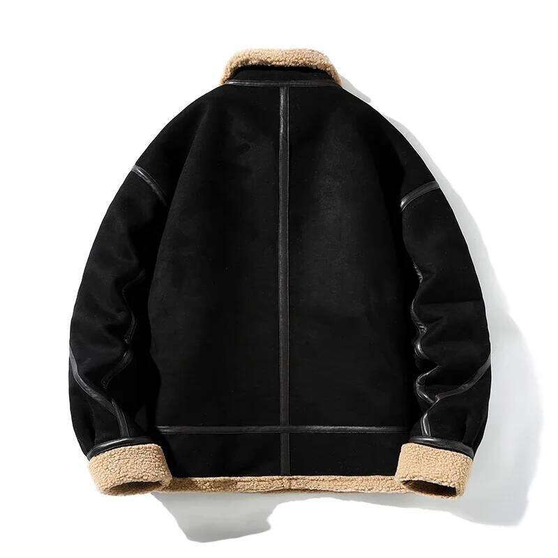 Designer Clothing 2025 Fleece Cashmere Outwear Fashion Parkas Men Brand Clothing Lamb Wool Parka Male Casual Jacket Windbreaker
