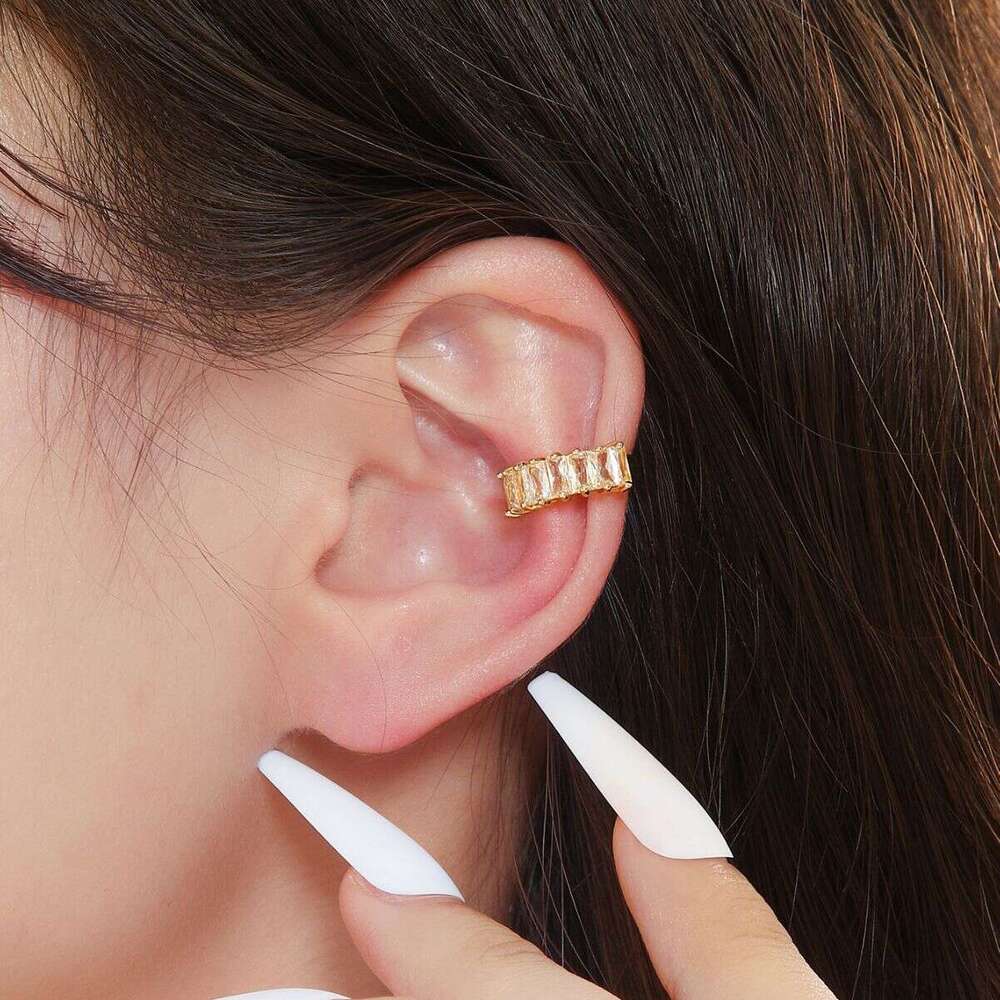 Personalized Design Simple Fashion Exquisite Versatile Women Non-Pierced Micro Inlaid Zircon U-Shaped Irregular Ear Cuff
