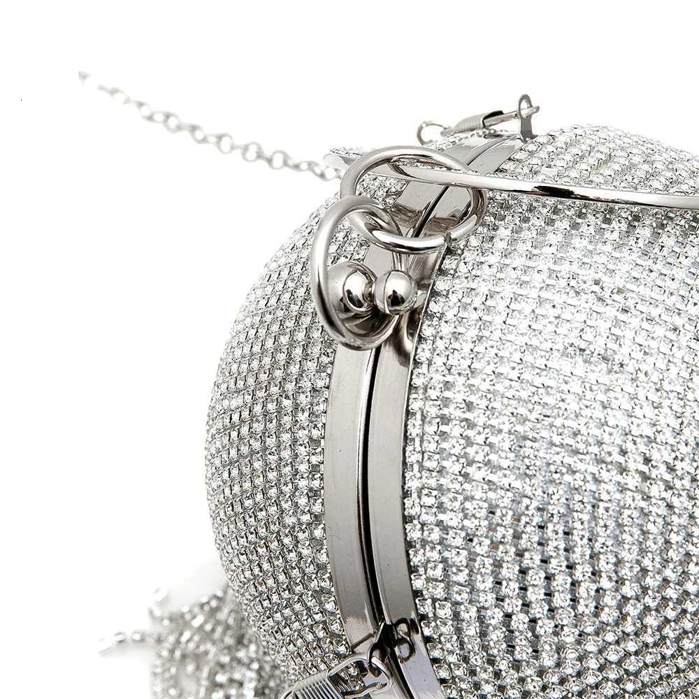 Sliver Diamonds Rhinestone Round Ball Evening Bags For Women Fashion Mini Tassels Clutch Bag Ladies Round Handbag Clutches Z250807