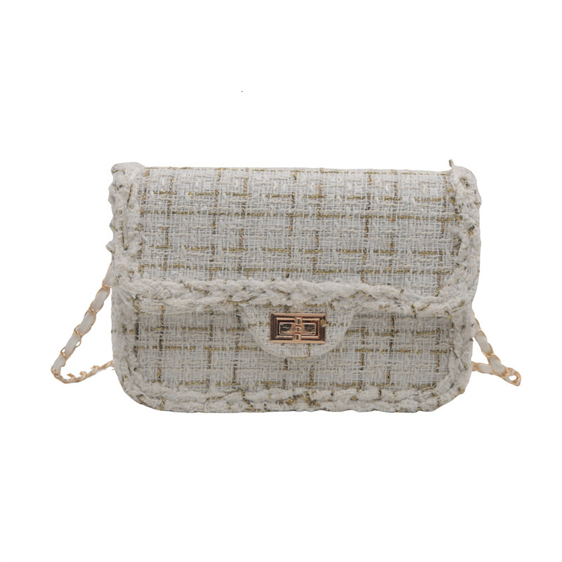 Trendy Women's Bags 2025 New Designer Bag Fashion Woolen Plaid Crossbody Luxury Bag Bag Simple Chain Personality Single Shoulder Small Square Bag