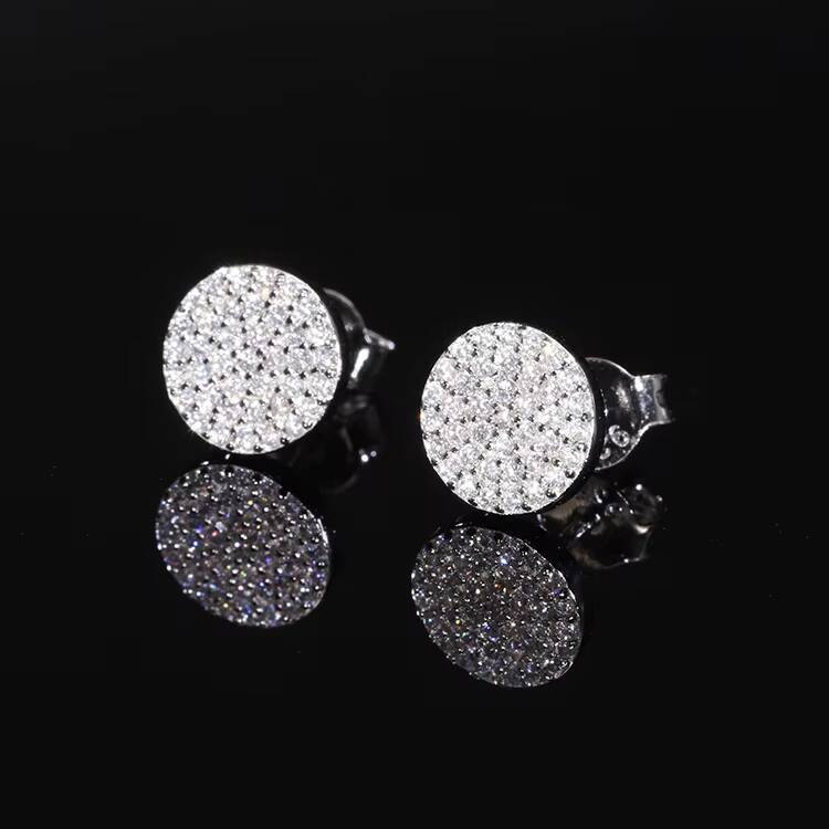 Fashion Style Gold Plated 925 Sterling Silver With D Color VVS Moissanite Diamond Stud Earrings for Mans Women