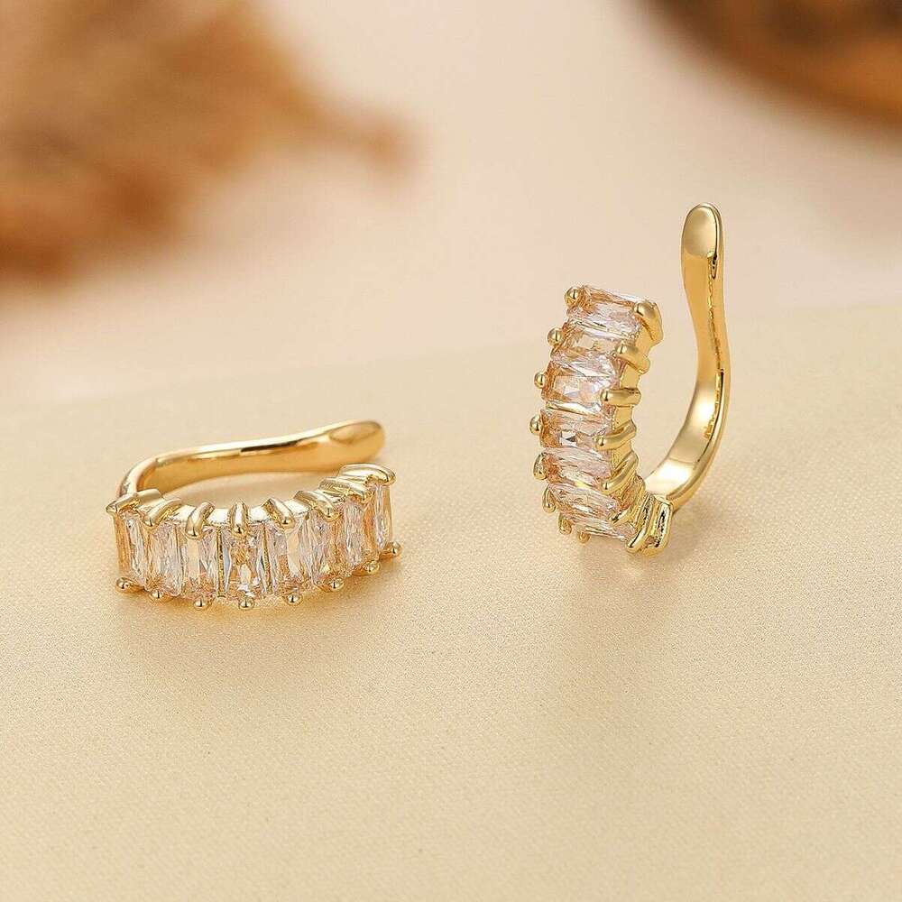 Personalized Design Simple Fashion Exquisite Versatile Women Non-Pierced Micro Inlaid Zircon U-Shaped Irregular Ear Cuff