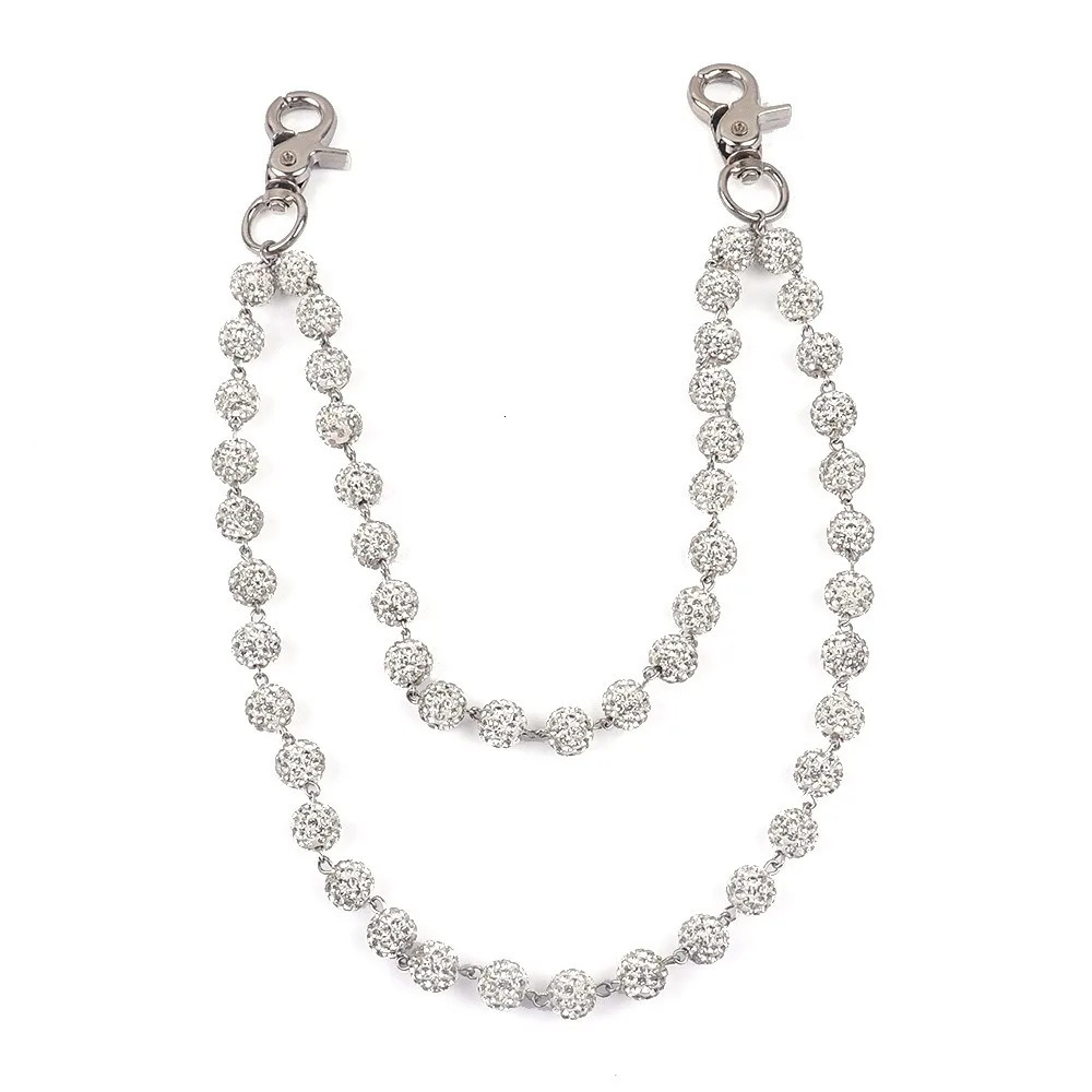 Harajuku Street Hip Hop Trousers Rhinestone Keychain Hipster Pant White Wallet Belt Chain Jeans Chain 250806