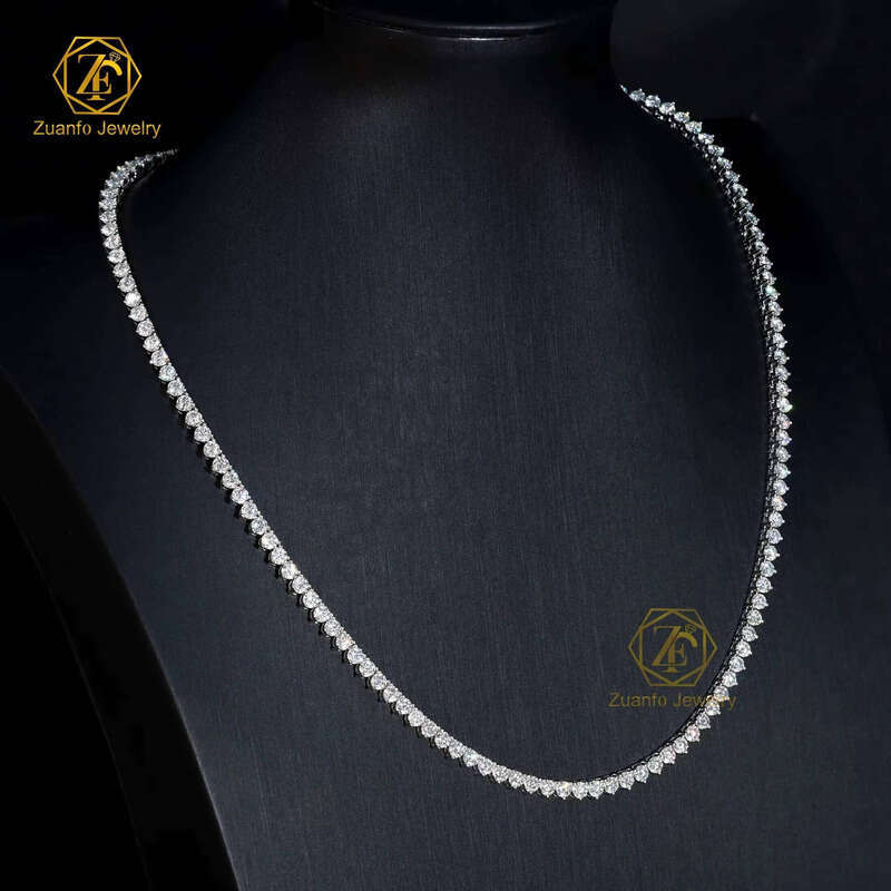 Pass Dia Test 3 Prongs Design Moissanite for Men Women Sier Hiphop Jewelry Tennis Link Chain Necklace