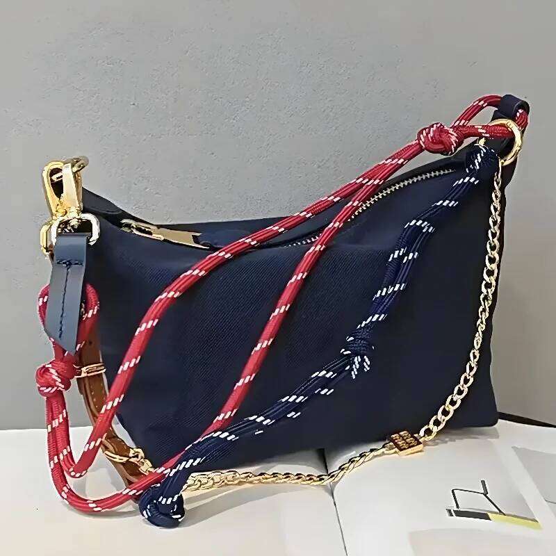 Brand Women's Contrast Color Handbag Fashion Leisure Surf Rope Shoulder Messenger Large Capacity High Quality Underarm Bag