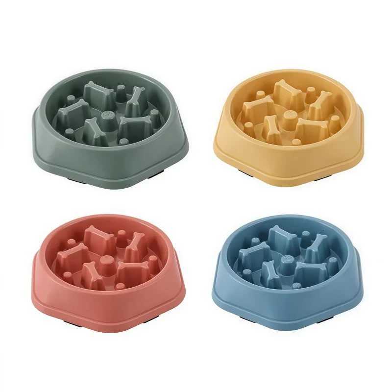 Pet Cat Dog Slow Food Bowl Fat Help Healthy Round Anti-choking Thickened And Non-slip Multiple Colors Shapes Y250806