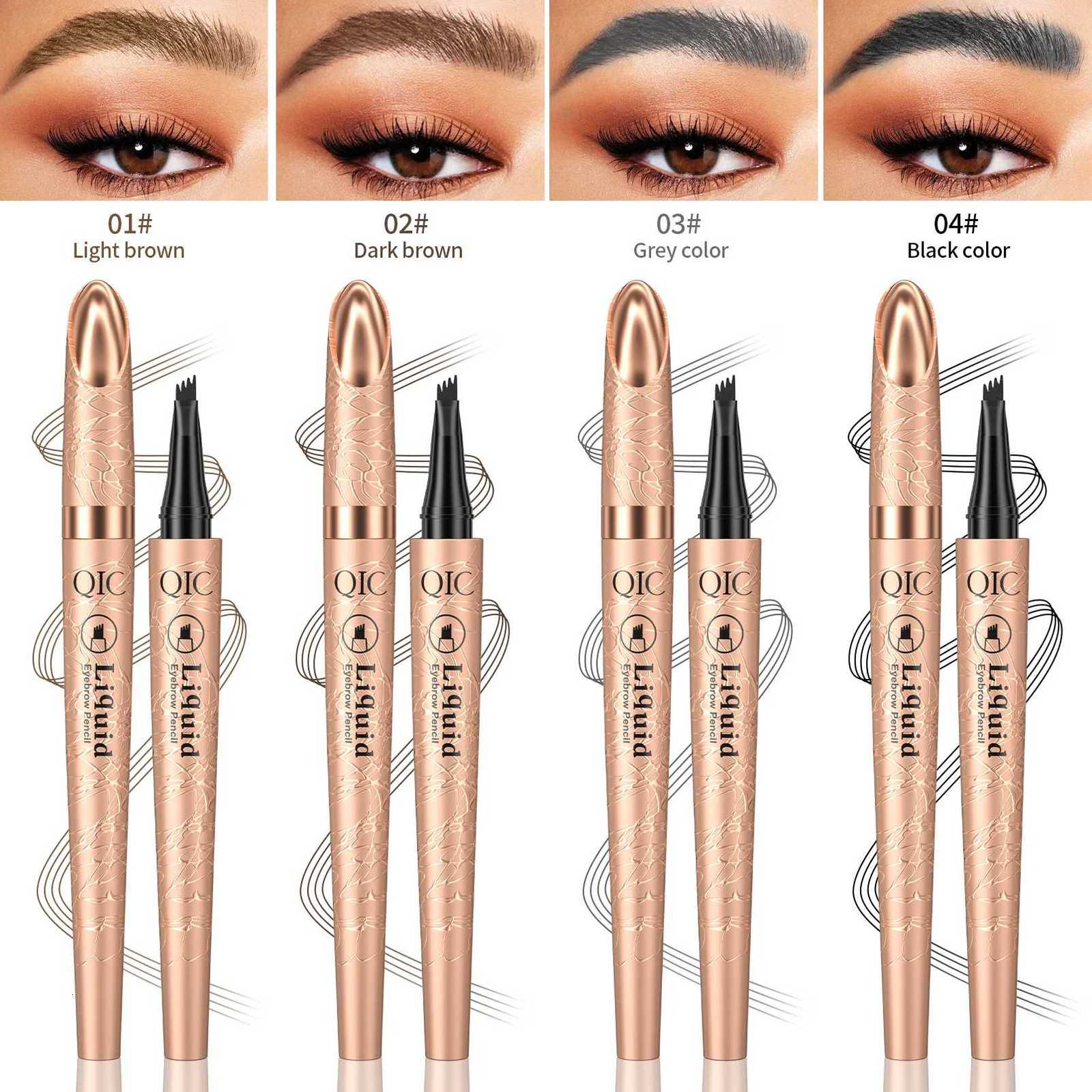 4 Splitted Head Eyebrow Pencil Long Last Smudge Proof Waterproof Sweat Proof High Pigmented Easy Applying Liquid Eyebrow Pencil W250807