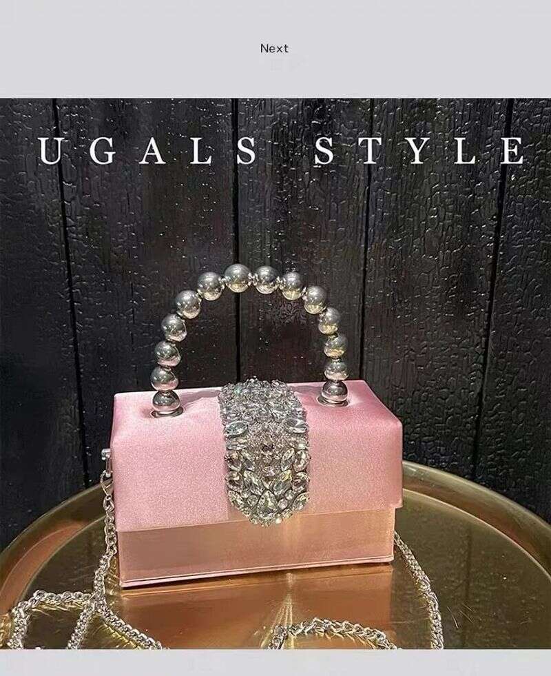 Satin Square Box Women Handbag Crystal Shiny Rhinestones Dia Evening Wedding Party Clutch Purse Crossbody Bag