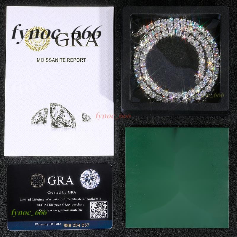 925 Silver Moissanite Tennis Chain Fashion Jewelry with Iced Out 3mm 4mm 5mm New Style Silver Necklace