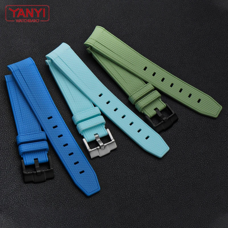 rubber Watchband For Waterproof Sports 20mm Watch Strap Curved End Band 250806