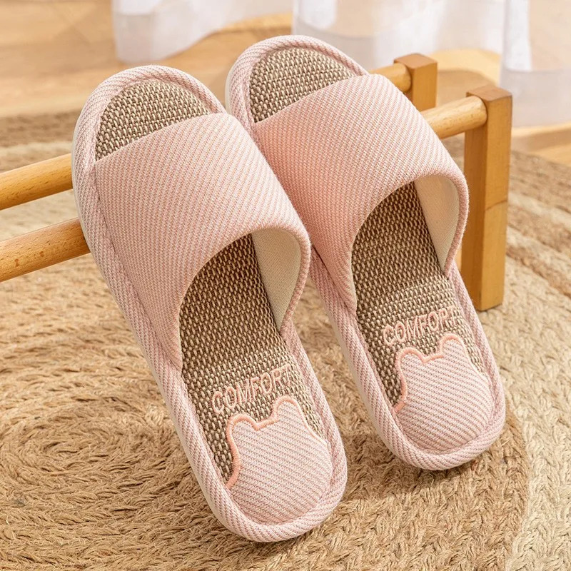 Linen Slippers Indoor Home Breathable Women Men Slides Linen Couples -slip Shoes Beach Sandals Shoes Comfortable Flats TG20 250805
