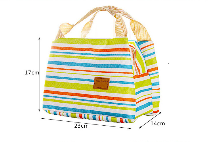 Free Shipping Designer Luxury Korean Style Waterproof Striped Bento Bag Insulated Bag Lunch Box Bag Cold Preservation Fresh-keeping Lunch Handbag