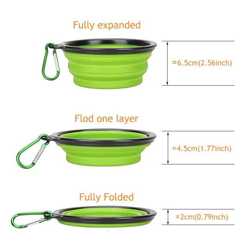 1000ML Collapsible Pet Silicone Dog Food Water Bowl Outdoor Camping Travel Portable Folding Pet Bowl Dishes add Carabiner D0013A Y250806