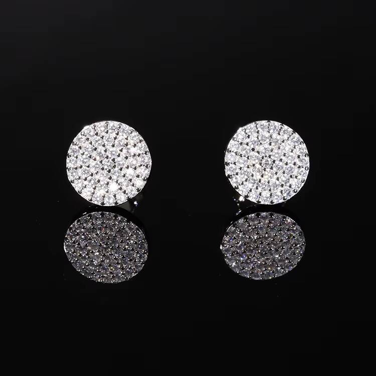 Fashion Style Gold Plated 925 Sterling Silver With D Color VVS Moissanite Diamond Stud Earrings for Mans Women