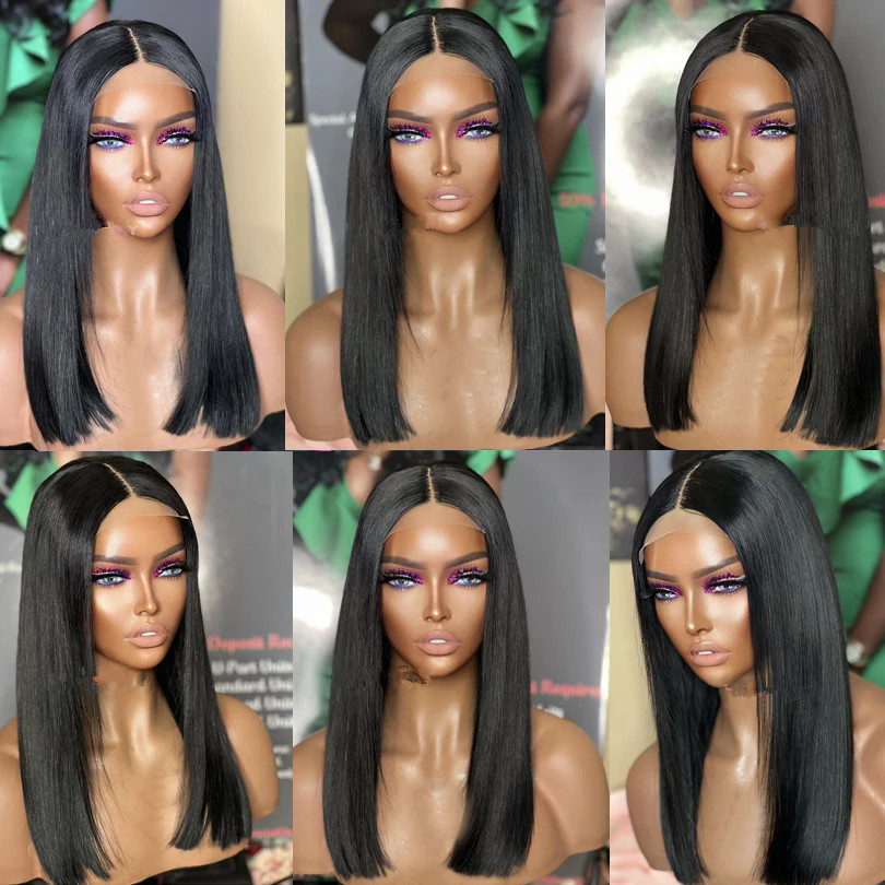 Long lob Bob Wig Human Hair Full Lace Wig Transparent hd Full Lace Glueless Wigs Blunt Bob Cut Wigs 18inch