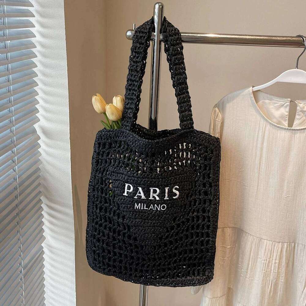 Women's Woven Straw Shoulder Bag - Breathable Openwork Design Lightweight Drawstring Summer Beach Tote For Vacation & Daily Use