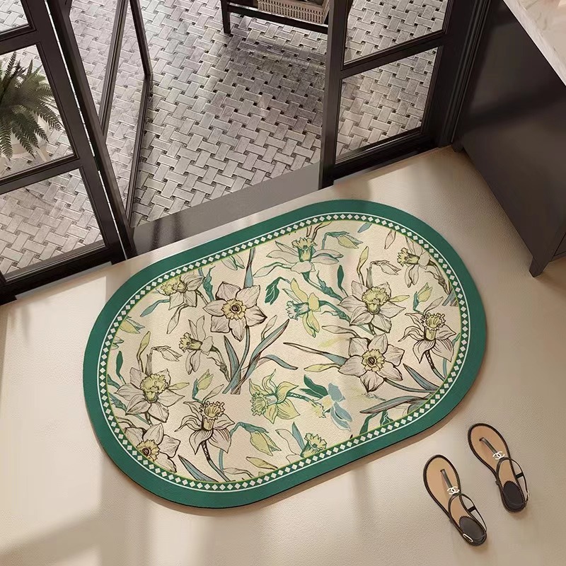 Luxury designer Bath Mats carpet bathroom kitchen floor mat print Retro yoyer floor mat bathroom water absorbing and non slip home decoration Pink