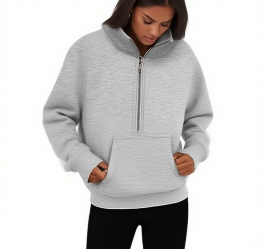 CNLONGBIDA HOODIES FEMMES SOINS COLLAR COLLAPED PULLOVER À moitié zip Femmes Sweat à sweat surzé Trou du pouce long Vêtements à manches longues C
