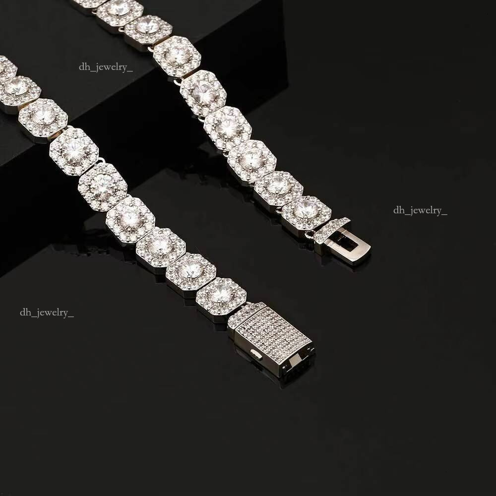 2025 New VVS Black Moissanite Prong Tennis Chain for Men Fine Jewelry Hip Hop Style Passed Dia Tester Iced Necklace 8MM width Large