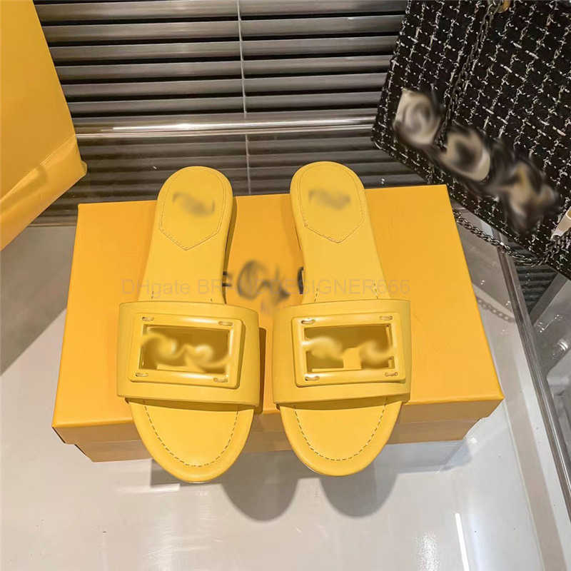 Available in Summer New Slippers for Women Wearing Flat Bottom Buckle Candy Color Slippers