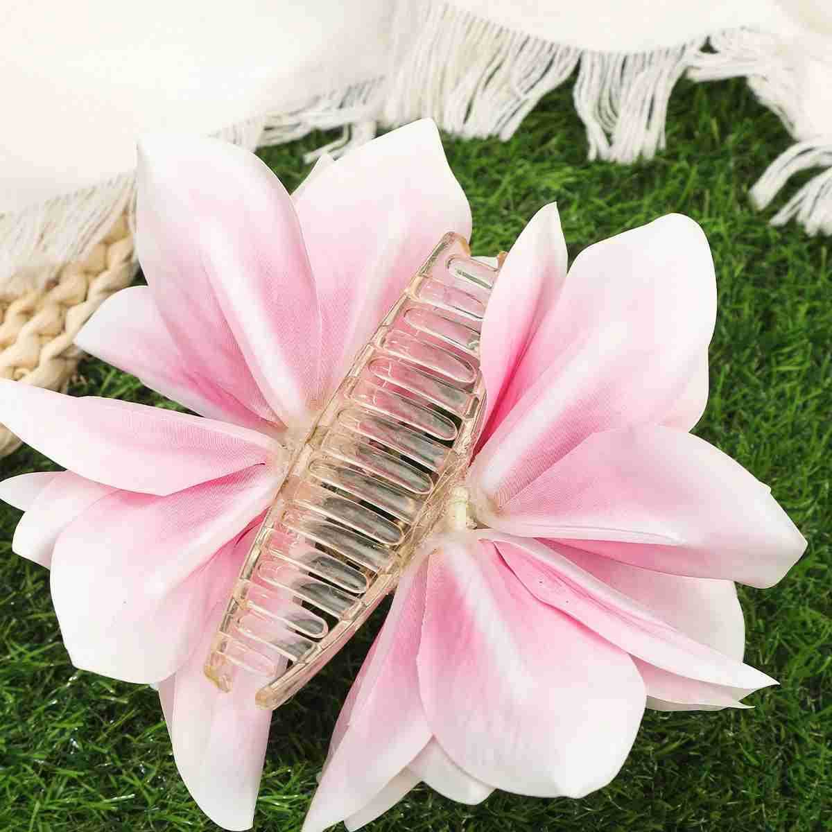 Large Flower Hair Claw Women Wedding White Pink Hair Clip Crab Fashion Girls Ponytail Clip Hair Accessories U250807