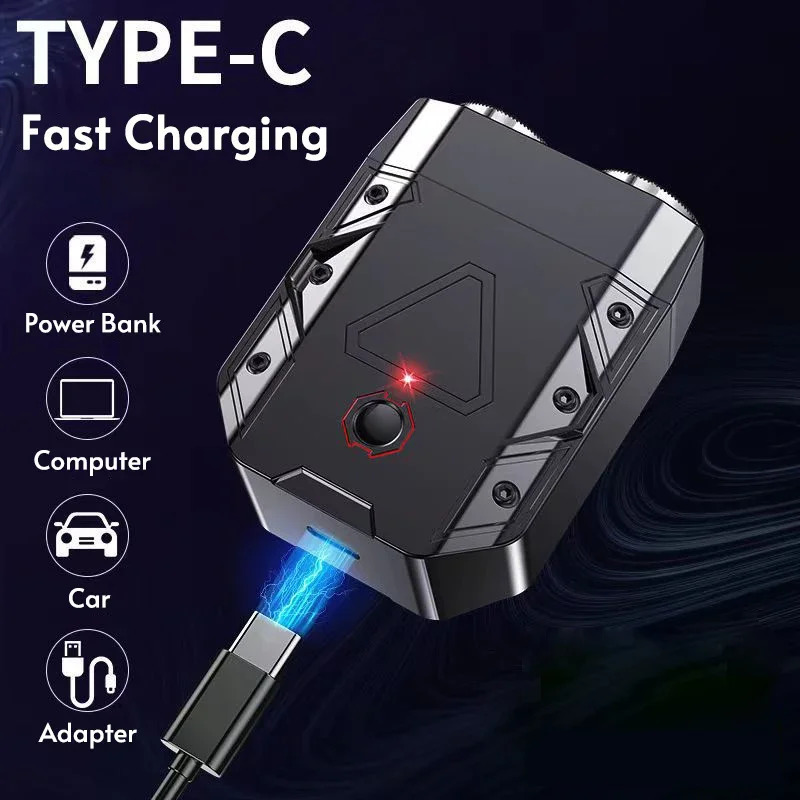 Iron Warrior Electric Shaver Double Floating Head Mini Beard Knife For Men Portable Travel Painless Cordless Face Razor Trimmer 250805