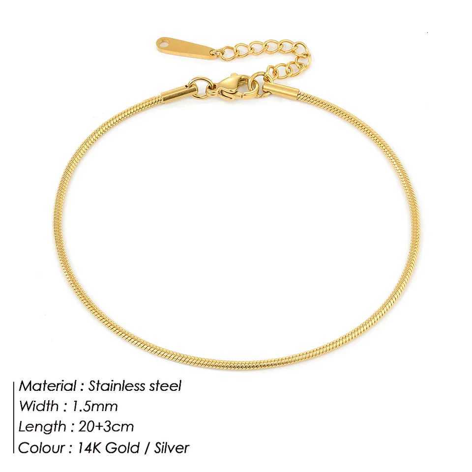 eManco Gold Plated Round Snake Chain Barefoot Beach Foot Jewelry Simple Style Metal Texture Gift for Her Factory Direct Shipping Y250805