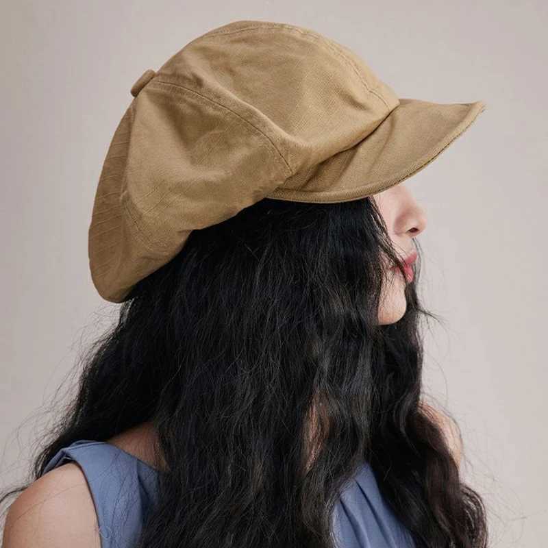 RICYGVM Janese Cotton Hemp Beret for Women Painter Artist Hat Spring Summer Girls Peaked C Solid Color Fashion Octagonal C XJ250807