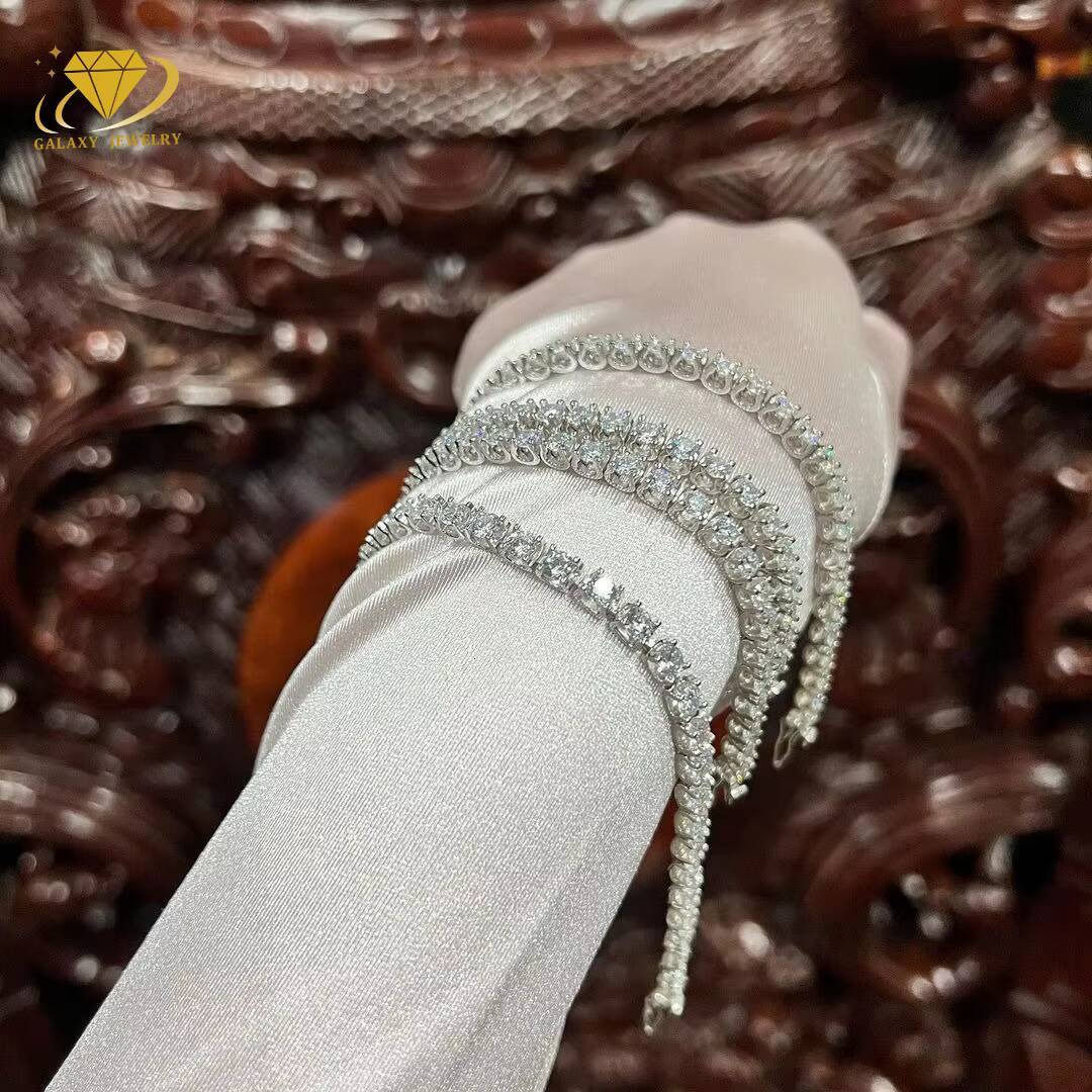 Hip Hop 925 Silver Jewelry Necklace Bracelet 2mm 3mm 4mm 5mm 6.5mm Moissanite Chain Vvs Diamond Tennis Chains