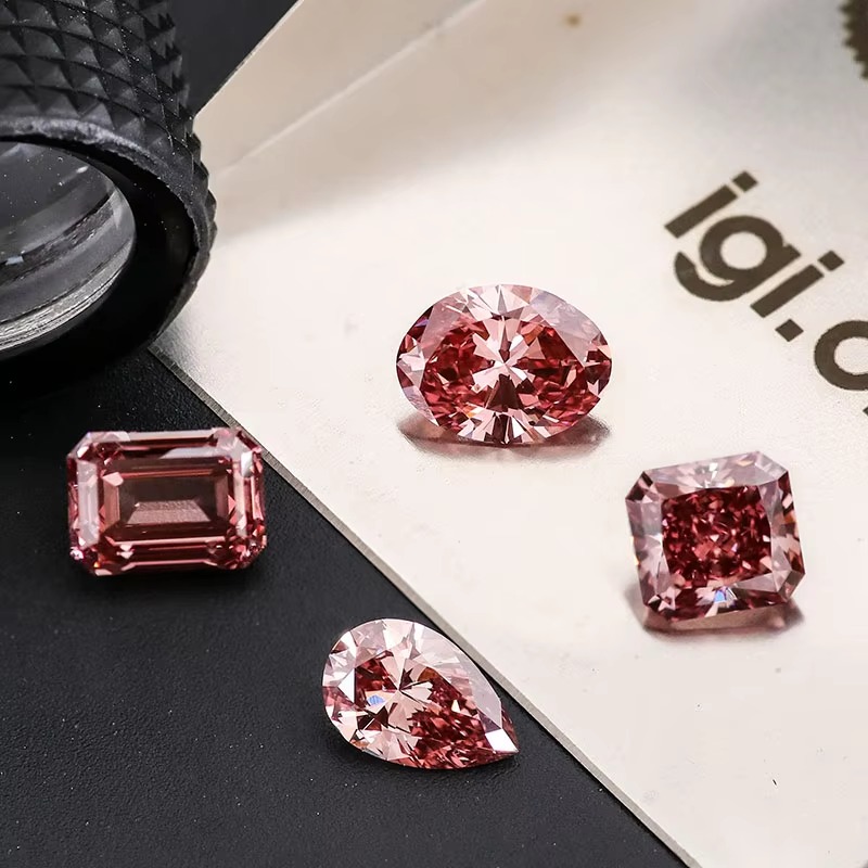 Provence Gem Lab CVD Oval Brilliant Cut Looese Lab Grown Fancy Intense pink Diamond Price for making Jewelry