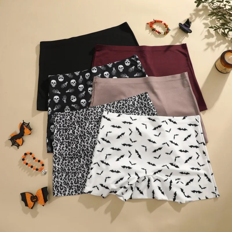 4Pcs Panties Darkness Sports Panty Seamless Boxers Underwear Halloween Female Solid Color Briefs Cozy Lingerie Intimate 250807