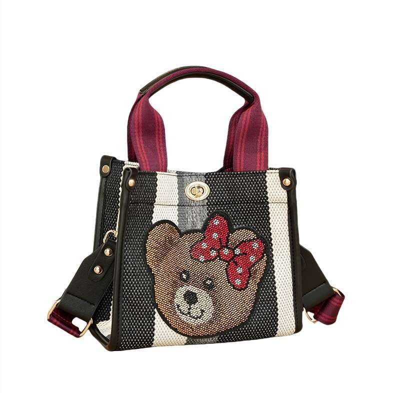 Designer Bags Hot selling Bear Print Tote Bag High quality Spacious Wide Strap Shoulder Crossbody Purse Stream Trendy Fall Winter Handbag