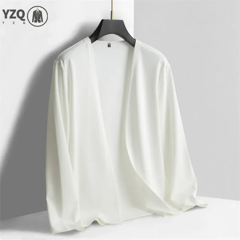 Mens Casual Solid Color Long Sleeved Cardigan Cloak Spring and Autumn Fashionable Comfortable Top 250805