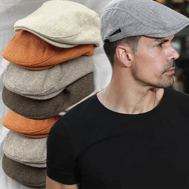 Mens Classic England Style Hat Berets Breathable Cs for Men Women Summer Autumn Flat C Cotton Linen Retro Beret Hats C XJ250807