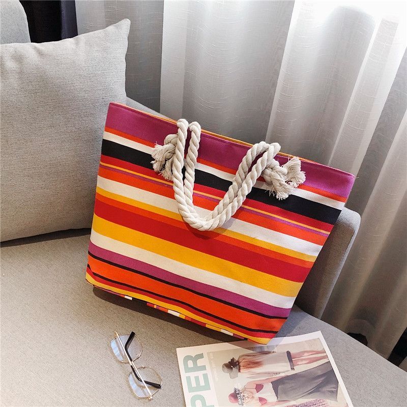 Free Shipping Designer Luxury New Canvas Bag Women's Shoulder Handbag Simple Versatile Large Capacity Jute Shopping Bag Beach Bag